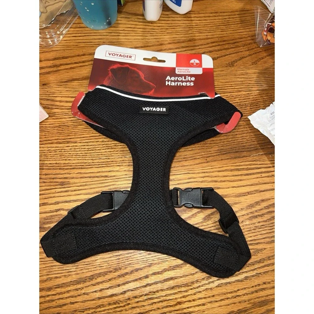 Voyager Aerolite No-Pull Dog Harness Size Large Reflective Adjustable Black New